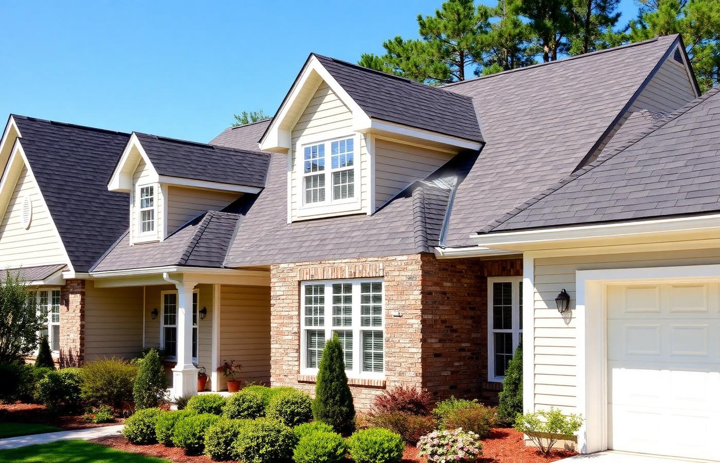 Brand new charcoal architectural shingle roof on the same Carolina home