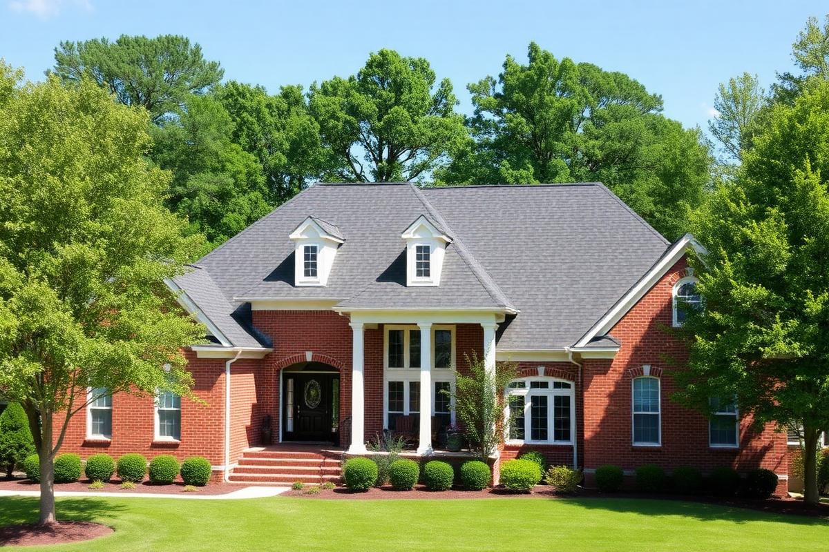 Brick home in Belmont, NC with new charcoal architectural shingle roof