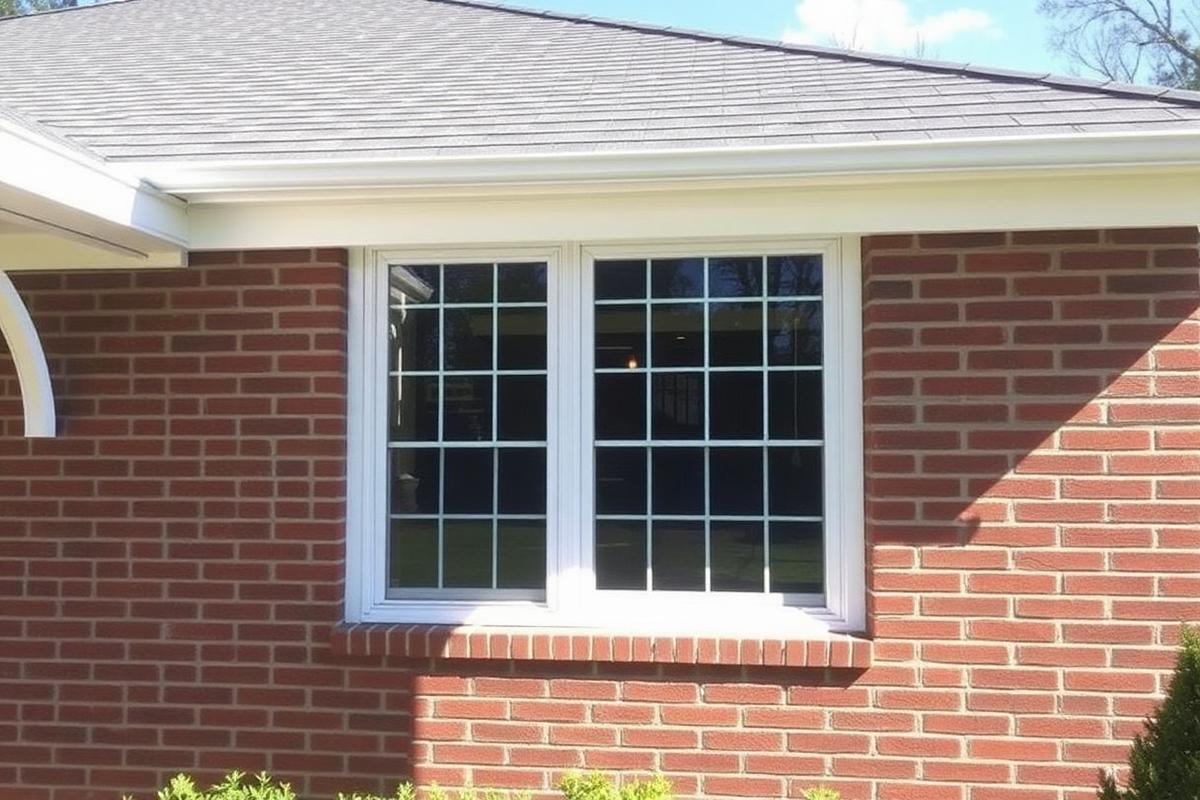 Energy-efficient replacement vinyl windows installed on a brick home in Shelby, NC